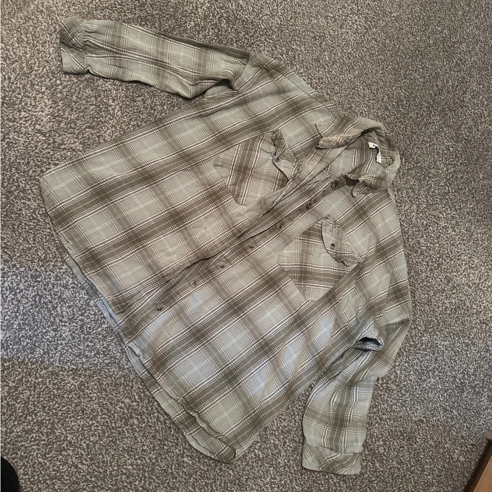 Stradivarius Green Plaid Shirt